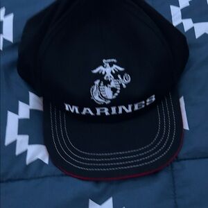 Black Marines Cap with Red Trim